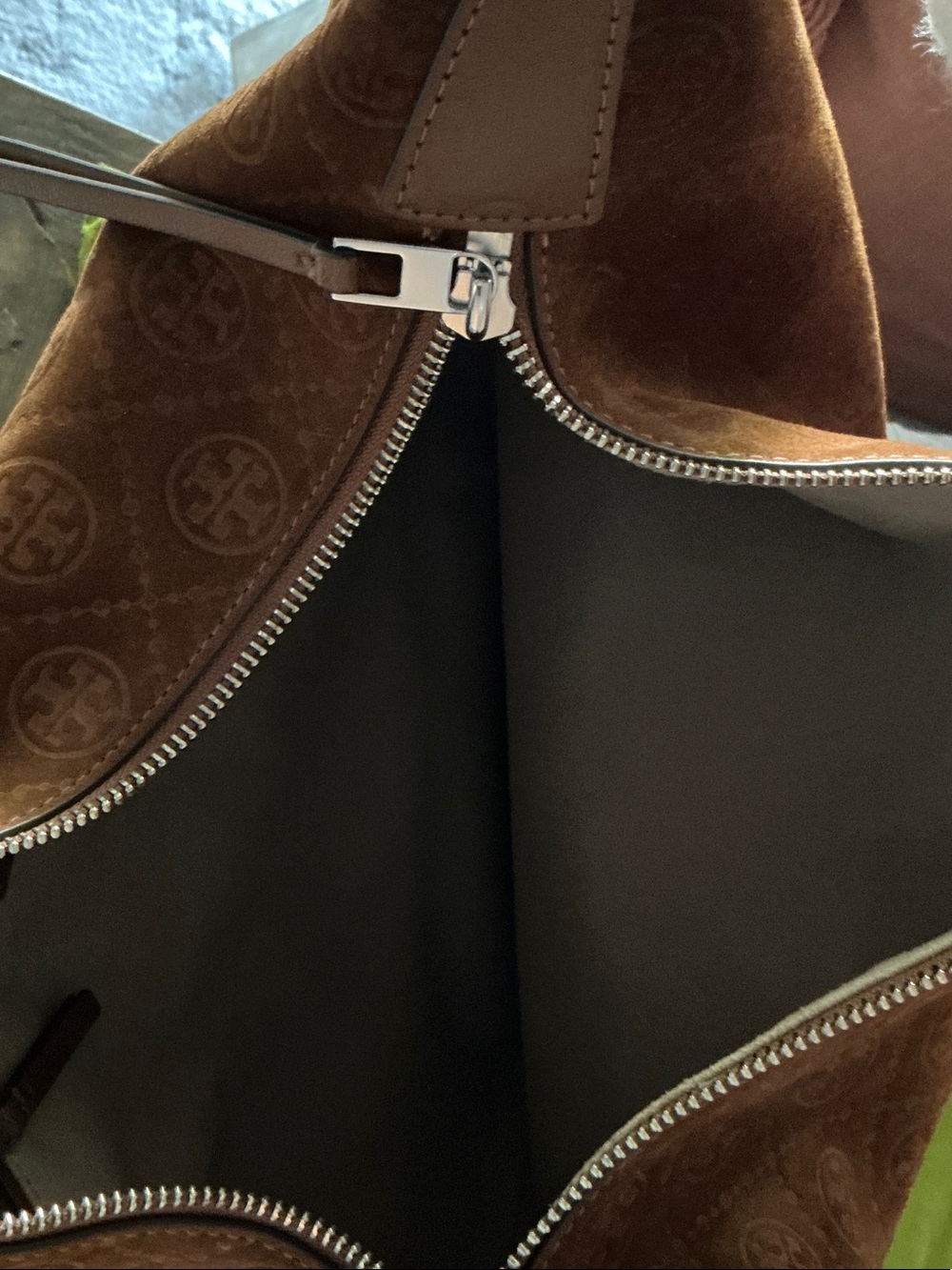 Tory Burch Chestnut Suede half moon Bag - Picture 8 of 10